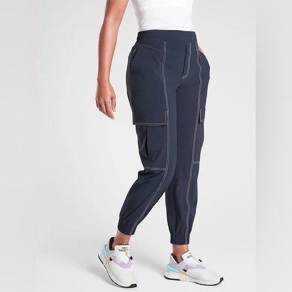 Athleta Pants - Athleta Chelsea Cargo Jogger Navy Casual Travel Women's 2 Double Stitch 8T